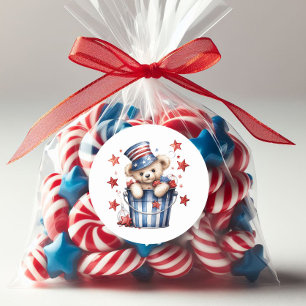 Patriottische teddybeer sterren strepen Amerikaans Ronde Sticker