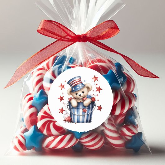 Patriottische teddybeer sterren strepen Amerikaans Ronde Sticker