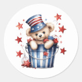 Patriottische teddybeer sterren strepen Amerikaans Ronde Sticker (Voorkant)