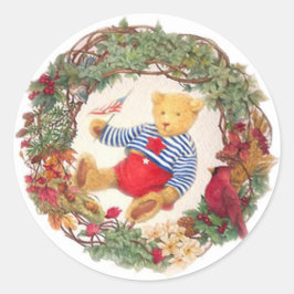 Patriottische Teddybeer vakantie krans Ronde Sticker