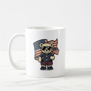 Patriottische teddybeer vintage graveer shirt ontw koffiemok