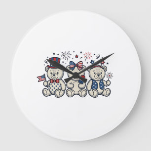 Patriottische teddyberen Vintage graveer Vector De Grote Klok