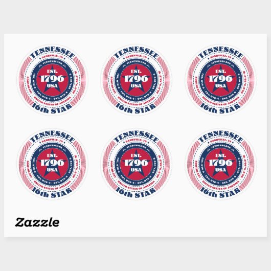 Patriottische Tennessee Circle Design Sticker (Vel)