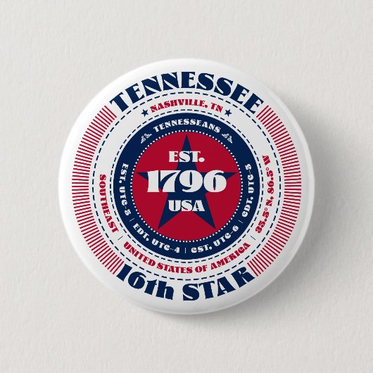 Patriottische Tennessee Cirkel met State Details Ronde Button 5,7 Cm (Voorkant)