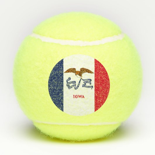 Patriottische Tennis Ball met vlag van Iowa, Veren Tennisballen (Achterkant)