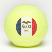 Patriottische Tennis Ball met vlag van Iowa, Veren Tennisballen (Voorkant)