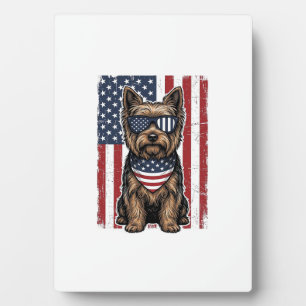 Patriottische Terrier Hond Vintage Vlag Vector Des Fotoplaat