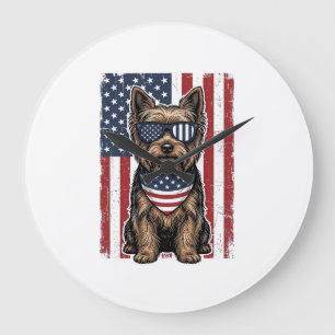 Patriottische Terrier Hond Vintage Vlag Vector Des Grote Klok