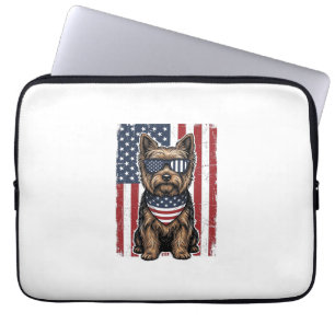 Patriottische Terrier Hond Vintage Vlag Vector Des Laptop Sleeve