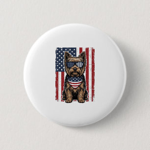 Patriottische Terrier Hond Vintage Vlag Vector Des Ronde Button 5,7 Cm