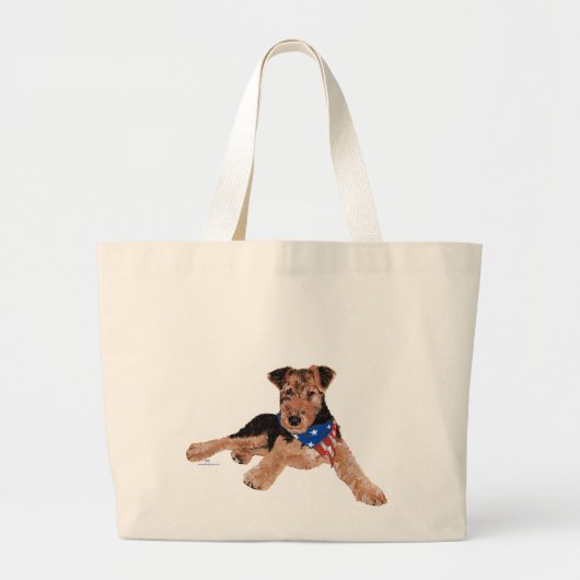 Patriottische Terrier Puppy Grote Tote Bag (Voorkant)
