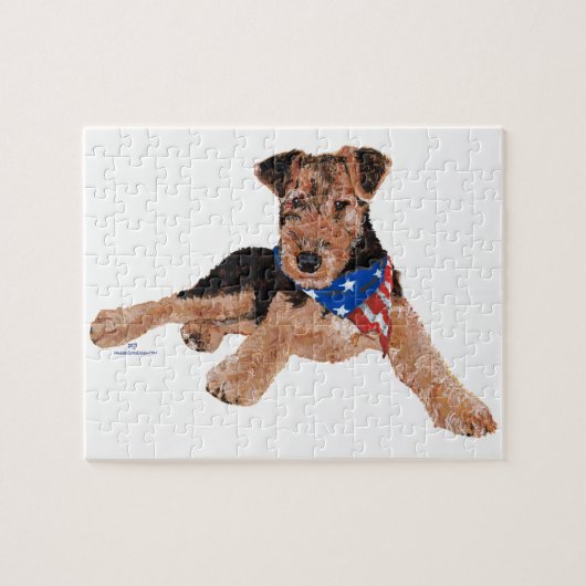 Patriottische Terrier Puppy Legpuzzel (Horizontaal)