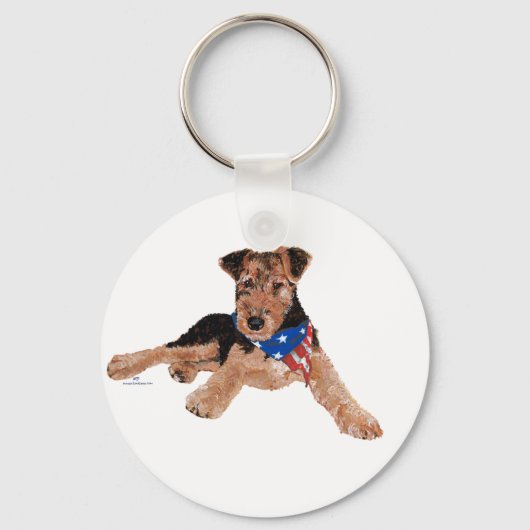 Patriottische Terrier Puppy Sleutelhanger (Voorkant)