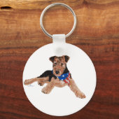 Patriottische Terrier Puppy Sleutelhanger (Voorkant)