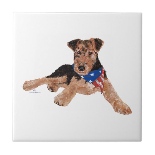 Patriottische Terrier Puppy Tegeltje (Voorkant)