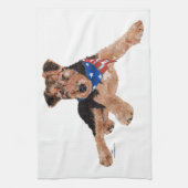 Patriottische Terrier Puppy Theedoek (Verticaal)