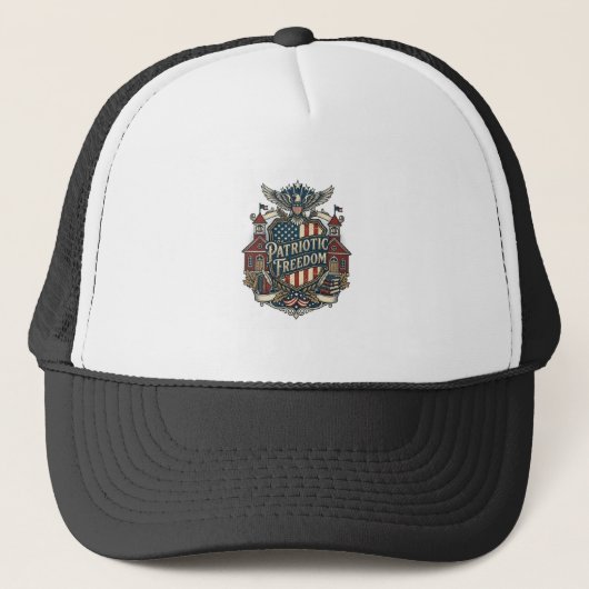 Patriottische Terug Naar School Vector Grafische T Trucker Pet (Voorkant)
