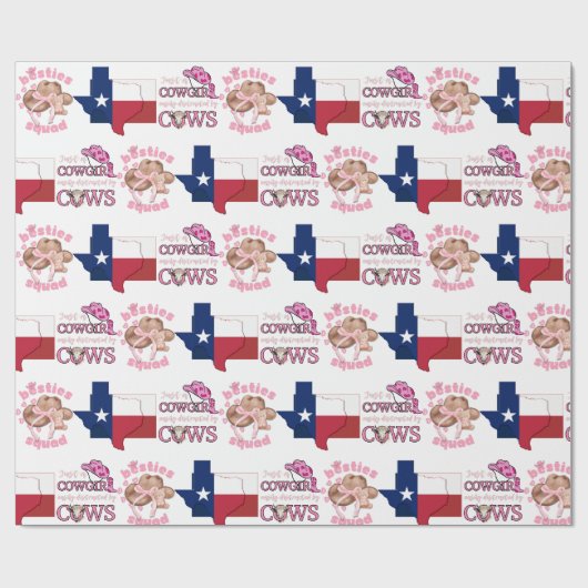Patriottische TEXAS COWGIRL Besties Coquette Cadeaupapier (Vlak)