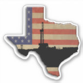 Patriottische Texas olie booreiland Sticker (Voorkant)