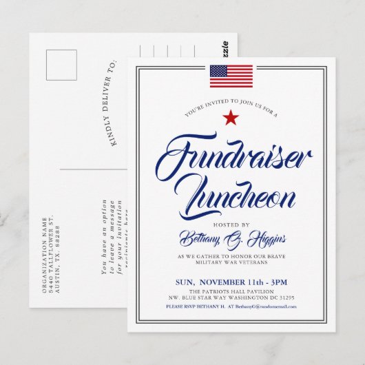 Patriottische Thaise Event American Flag Invitatio Briefkaart (Voorkant / Achterkant)