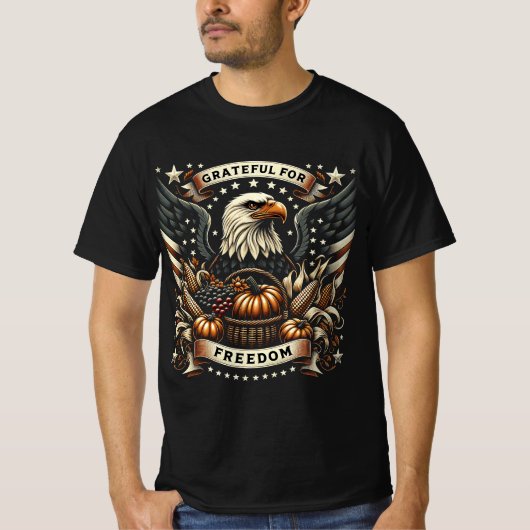 Patriottische Thanksgiving Eagle Design T-shirt (Voorkant)