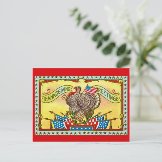 Patriottische Thanksgiving Groet Briefkaart (Staand voorkant)