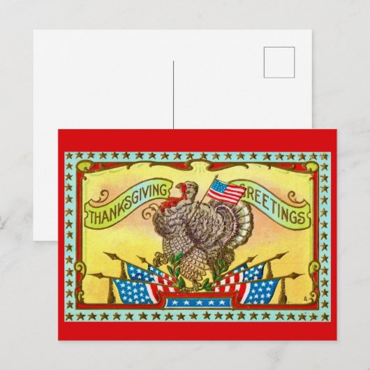 Patriottische Thanksgiving Groet Briefkaart (Voorkant / Achterkant)
