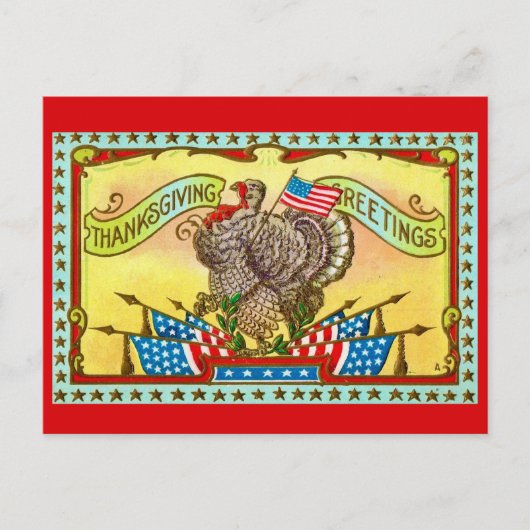Patriottische Thanksgiving Groet Briefkaart (Voorkant)