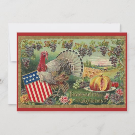 patriottische Thanksgiving Groeten Turkije Kaart (Voorkant)
