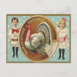 Patriottische Thanksgiving kalkoen kinderen sterre Feestdagenkaart