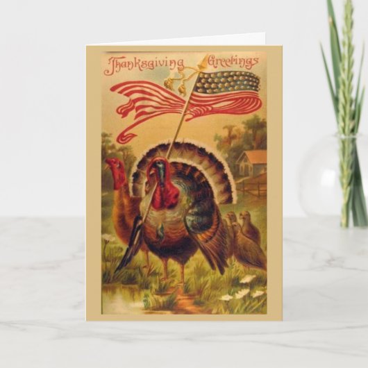  - Patriottische Thanksgiving kalkoenen, Feestdagen Kaart (Voorkant)