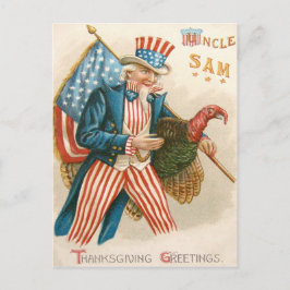 Patriottische Thanksgiving Oom Sam Kalkoen Amerika Feestdagenkaart