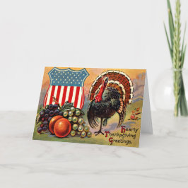 Patriottische Thanksgiving Turkije Fruit Feestdagen Kaart