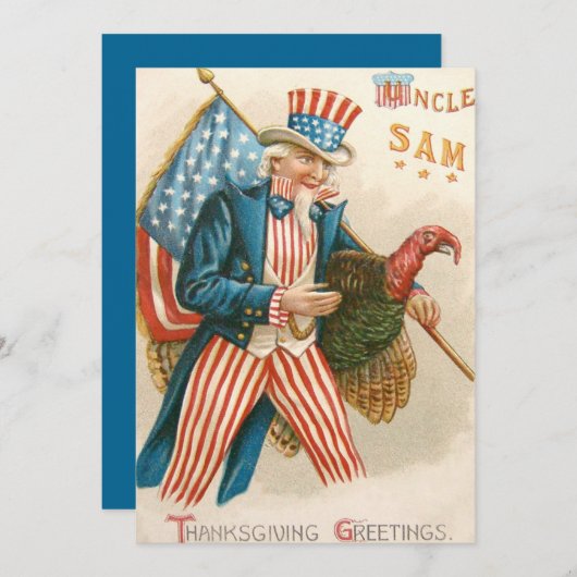 Patriottische Thanksgiving Uncle Sam Turkije Feestdagenkaart (Voorkant / Achterkant)