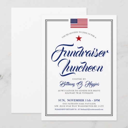 Patriottische Thégeacht Event American Flag Uitnod Kaart (Voorkant / Achterkant)