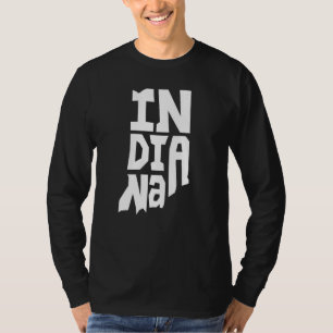 Patriottische thuisstaat kaart van Indiana tekst v T-shirt