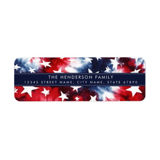 Patriottische Tie-dye Achtergrond Retouradreslabel Etiket (Voorkant)