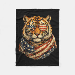 Patriottische Tijger Usa Vlag Zonnebril Vintage Fleece Deken