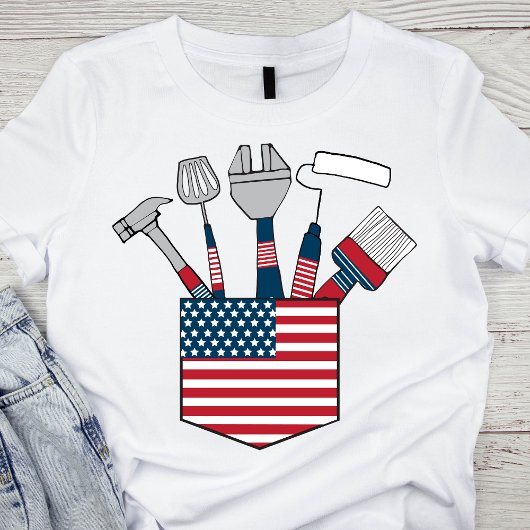 Patriottische tools voor Pocket Labor Day T-shirt