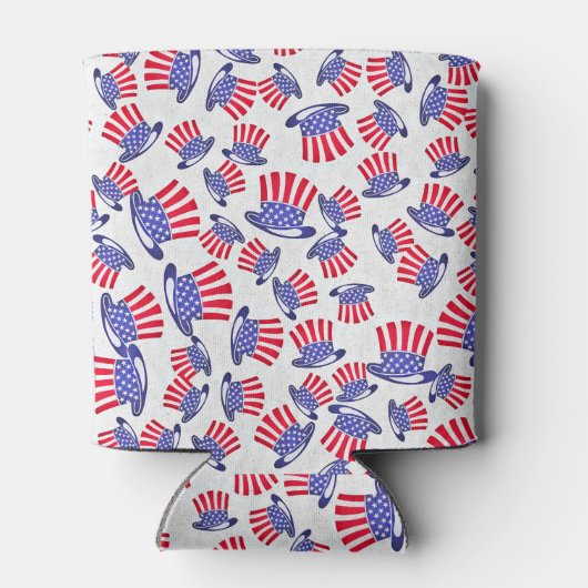 Patriottische Top Hats Onafhankelijkheidsdag Blikjeskoeler (Achterkant)
