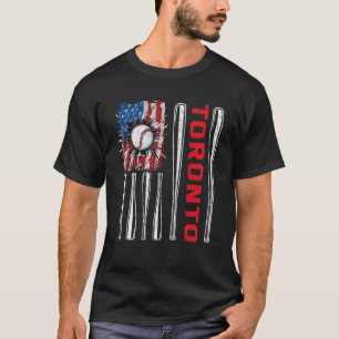 Patriottische Toronto Softbal Amerikaanse vlag Bas T-shirt