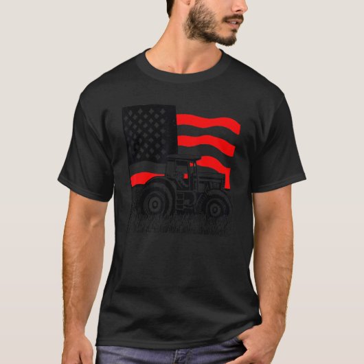  patriottische tractor op een boerderij-Amerikaans T-shirt (Voorkant)