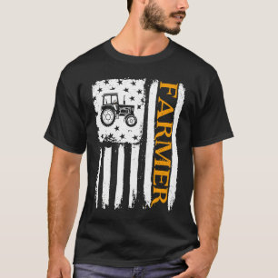 Patriottische tractorteelt Amerikaanse vlaggenboer T-shirt