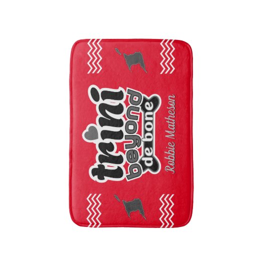 Patriottische trini Beyond de Bone met Name on RED Badmat (Voorkant Verticaal)