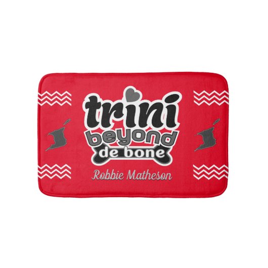 Patriottische trini Beyond de Bone met Name on RED Badmat (Voorkant)