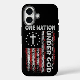 Patriottische trots: één natie onder God iPhone 16 Hoesje
