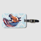 Patriottische trots: Kwartpaard met Amerikaanse vl Bagagelabel (Voorkant (horizontaal))