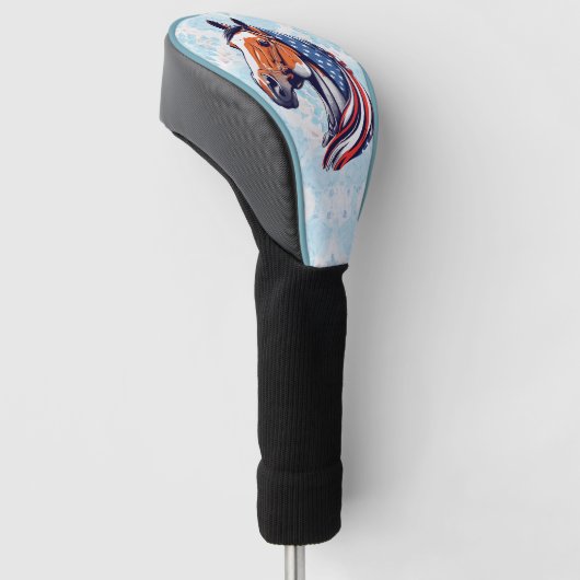Patriottische trots: Kwartpaard met Amerikaanse vl Golfheadcover (Schuin)