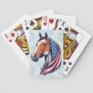 Patriottische trots: Kwartpaard met Amerikaanse vl Pokerkaarten