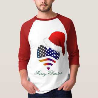 Patriottische Trots Vlag Hart Kerstman Kerstvakant T-shirt